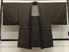 平和屋着物∞道行コート ロング丈 ふくれ織 草花文 正絹 逸品