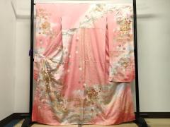 平和屋本店□極上 創業460年・千總 振袖 駒刺繍 誰が袖橘花文 東雲色地