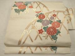 平和屋着物○極上 本場琉球紅型 平野晋二郎 九寸開き名古屋帯 雪輪花蝶