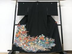 平和屋着物▽本塩沢　単衣　草花文　正絹　逸品　AABE4271jh 平和屋着物▽本塩沢 単衣 更紗花文 正絹 逸品 DABE4400azの通販 by