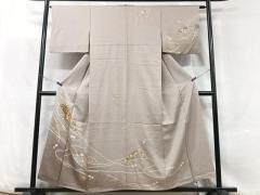 平和屋着物▽色無地　単衣　梅鼠色　鬼しぼ縮緬　洗える着物　AABH5688jh 平和屋着物▽色無地 単衣 梅鼠色 鬼しぼ縮緬 洗える着物 AABH5688jhの