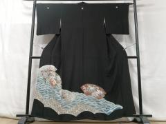 平和屋着物▽色無地　単衣　梅鼠色　鬼しぼ縮緬　洗える着物　AABH5688jh 平和屋着物▽色無地 単衣 梅鼠色 鬼しぼ縮緬 洗える着物 AABH5688jhの
