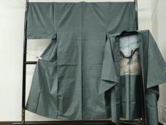 平和屋着物○男性 本場大島紬 アンサンブル 泥染め 吉祥文 水間輝利作