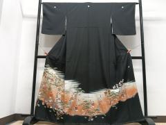 平和屋着物▽結城紬　単衣　銀杏　飛び亀甲柄　80亀甲　正絹　逸品　DAAV5416az 平和屋着物▽結城紬 単衣 銀杏 飛び亀甲柄 80亀甲 正絹 逸品