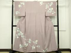 平和屋本店□極上 本加賀友禅作家 由水煌人 訪問着 枝花文 鴇浅葱色地