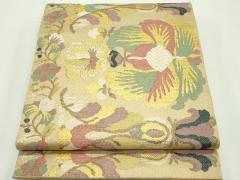 平和屋着物◎六通柄袋帯 唐織 正倉院花文 金銀糸 正絹 逸品 BAAU8426yc