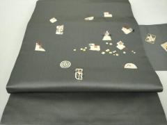 平和屋着物＊夏物 九寸開き名古屋帯 霞文 金糸 正絹 逸品 DAAW4513cmの