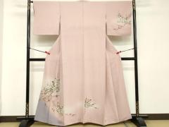 平和屋着物▽訪問着 単衣 刺繍 草花文 暈し染め 金彩 正絹 逸品