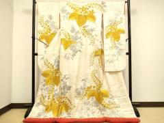 平和屋着物▽上質な色無地 単衣 菱草花地紋 一斤染色 正絹 逸品