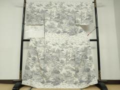 平和屋着物○訪問着 流水花鳥籬文 暈し染め 金彩 正絹 逸品 AABA0788ck