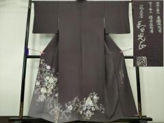平和屋本店□極上 加賀友禅の巨匠 初代 由水十久 訪問着 枝花文 薄雲鼠
