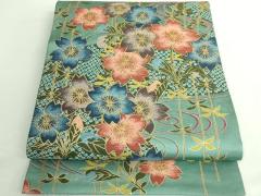平和屋本店▼六通柄袋帯　鳳凰花唐草文　麗華錦　本金箔　正絹　逸品　DABE9174sf 平和屋本店▽六通柄袋帯 鳳凰花唐草文 麗華錦 本金箔 正絹 逸品