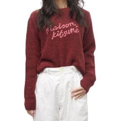 �����f���Z�[���I MAISON KITSUNE ���]���L�c�l �Z�[�^�[ ���f�B�[�X �g�b�v�X �N���[�l�b�N �j�b�g LW00812 KT1063 / MAISON KITSUNE HA