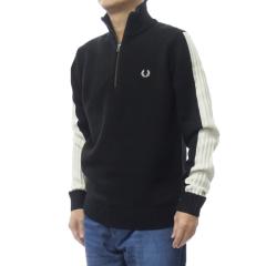 �Z�[��AW FRED PERRY �t���b�h�y���[ �����Y�N���[�l�b�N�j�b�g �Z�[�^�[ K1545 / RIBBED SLEEVE HALF ZIP JUMPER �u���b�N 
