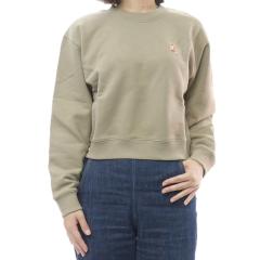�Z�[��AW MAISON KITSUNE ���]���L�c�l �g���[�i�[ ���f�B�[�X �R�b�g�� ��100�� PW00318 KM0341 / LADY FOX CROPPED SWEATSHIRT �O���[
