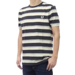 FRED PERRY �t���b�h�y���[ �����Y�N���[�l�b�NT�V���c M2409 / FINE STRIPE  T-SHIRT �O���[�~�N���[�� 2026�t�ĐV��