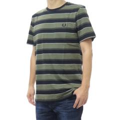 FRED PERRY �t���b�h�y���[ T�V���c �����Y �N���[�l�b�NT�V���c ���� �g�b�v�X M2409 / FINE STRIPE T-SHIRT �u���b�N�~�O���[�� 2026�t