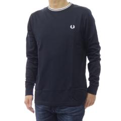 FRED PERRY �t���b�h�y���[ �����Y�N���[�l�b�N�����OT�V���c M9602 / LS TWIN TIPPED T-SHIRT �l�C�r�[ 2026�t�ĐV��