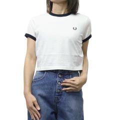 FRED PERRY �t���b�h�y���[ T�V���c ���f�B�[�X �g�b�v�X �����K�[�l�b�NT�V���c ���� G9163 / CROPPED RINGER T-SHIRT �z���C�g ��Ԑl