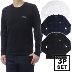 HUGO BOSS �q���[�S�{�X �����Y�N���[�l�b�N�����OT�V���c 50492321 10243514 / LSShirt RN 3P Classic �u���b�N/�l�C�r�[/�z���C�g 2026