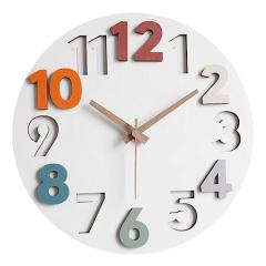 壁掛け時計 北欧 おしゃれ 音がしない 3D立体数字 掛け時計 ウォール