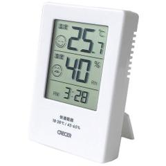 クレセル 温湿度計 デジタル 時計 機能付 壁掛け 卓上用 スタンド付 ホワイト 1.8×6×9CM