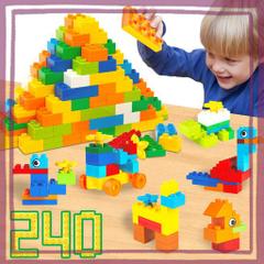 WYSWYG 240ピース創造大きいブロックセット 積み木おもちゃ-互換性-10色 10形状 幼稚園・保育園向け知育玩具