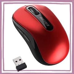 バッファロー マウス 無線 ワイヤレス 5ボタン 【戻る/進むボタン搭載】 小型 軽量 節電モデル 最大584日使用可能 BLUELED レッド BSMBW3