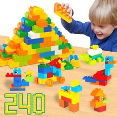 WYSWYG 240ピース創造大きいブロックセット 積み木おもちゃ-互換性-10色 10形状 幼稚園・保育園向け知育玩具
