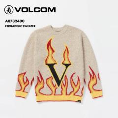 VOLCOM/�{���R�� �����Y �Z�[�^�[ FERGADELIC SWEATER 2024 FALL ���M�����[�t�B�b�g �N���[�l�b�N �w�r�[�E�F�C�g �X�L�[ �X�m�{ �h��  