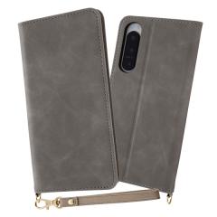 Xperia 5 IV SO-54C SOG09 �P�[�X �蒠�^ �ϏՌ� ���U�[ Raffine �O���[ �J�o�[ �G�N�X�y���A�t�@�C�u�}�[�N�t�H�[ Xperia5 4 �X�}�z�P�[