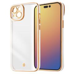 iPhone15Plus �P�[�X �\�t�g�P�[�X TPU ���^���b�N LUSTANT �z���C�g �S�[���h �J�o�[ �A�C�t�H�� �X�}�z�P�[�X