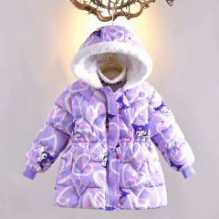 ���̎q �t�[�h�t���_�E���R�[�g �W���P�b�g �N���~����� �T�����I �q���� ���ǂ� 100-140cm �s���N �p�[�v�� 2�F �~ �L���[�g ����