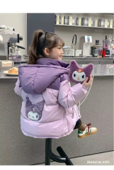 ���̎q �L�b�Y �q�ǂ��_�E���W���P�b�g �N���~����� �t�[�h�t�� 110-160cm �p�[�v�� �L���[�g ����