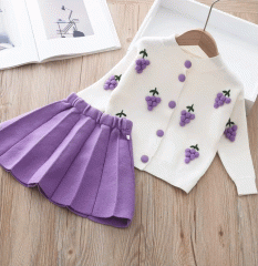 ���̎q�� ���ǂ��� �����j�b�g�X�[�c �Z�[�^�[�J�[�f�B�K��+�X�J�[�g 3�F 80-130cm �J�W���A���t�@�b�V���� �v�����Z�X�t�@�b�V���� ����