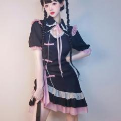 1162EF☆【送料無料・即納】Newミアカフェミニ制服 色：黒 サイズ：S/M