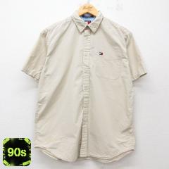 �Ò� �g�~�[�q���t�B�K�[ TOMMY HILFIGER ���� �u�����h �V���c ���f�B�[�X 90�N�� 90s �����|�C���g���S �R�b�g�� �x�[�W��  ���� �Ò�