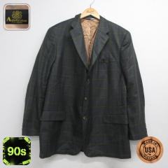 �Ò� Aquascutum �A�N�A�X�L���[�^�� ���� �e�[���[�h�W���P�b�g �����Y 90�N�� 90s USA�� �O���[�� �`�F�b�N 26aug18 ����