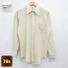 �Ò� VAN HEUSEN �o���q���[�Z�� ���� �V���c �����Y 70�N�� 70s Vanknit �|���G�X�e�� �C�G���[ �`�F�b�N 26sep30 ����