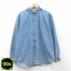 �Ò� �g�~�[�q���t�B�K�[ TOMMY HILFIGER ���� �u�����h �V���c �����Y 90�N�� 90s �����|�C���g���S �傫���T�C�Y �R�b�g��  ���� �Ò�