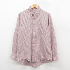 �Ò� �G���G���r�[�� LLBEAN ���� �u�����h �V���c �����Y 80�N�� 80s �{�^���_�E�� �ԑ� ���b�h �`�F�b�N L�T�C�Y ���� �g�b ���� �Ò�