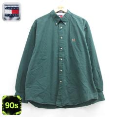 �Ò� �g�~�[�q���t�B�K�[ TOMMY HILFIGER ���� �u�����h �V���c �����Y 90�N�� 90s �����|�C���g���S �R�b�g�� �{�^���_�E�� �O���[�� 26