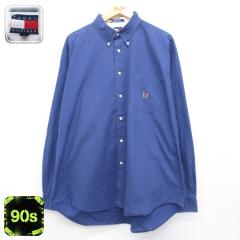 �Ò� �g�~�[�q���t�B�K�[ TOMMY HILFIGER ���� �u�����h �V���c �����Y 90�N�� 90s �����|�C���g���S �R�b�g�� �{�^���_�E�� �u���[ 26au