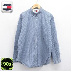 �Ò� �g�~�[�q���t�B�K�[ TOMMY HILFIGER ���� �u�����h �V���c �����Y 90�N�� 90s �M���K�� �R�b�g�� �{�^���_�E�� �`�F�b�N �u���[ 26a