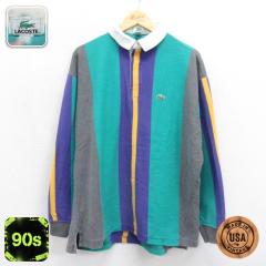 �Ò� ���R�X�e LACOSTE ���� �u�����h �V���c �����Y 90�N�� 90s ���K�[ �R�b�g�� USA�� �O���[�� �X�g���C�v 26sep04 ����