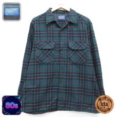 �Ò� �y���h���g�� PENDLETON ���� �V���c �����Y 80�N�� 80s �E�[�� �t���b�v�|�P�b�g �I�[�v���J���[ �J�� USA�� �O���[�� �`�F�b�N 26
