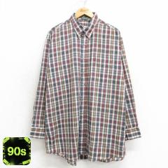 �Ò� ���� �V���c �����Y 90�N�� 90s �傫���T�C�Y �����O�� �{�^���_�E�� �Α� �O���[�� �`�F�b�N XL�T�C�Y ���� �g�b�v�X ���� �Ò�