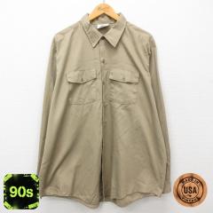 �Ò� �f�B�b�L�[�Y Dickies ���� ���[�N �V���c �����Y 90�N�� 90s �傫���T�C�Y �����O�� USA�� �x�[�W�� �J�[�L spe XL�T�C ���� �Ò�
