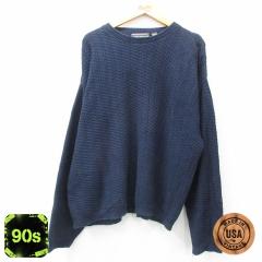 �Ò� ���� �Z�[�^�[ �����Y 90�N�� 90s ��D�� �R�b�g�� �N���[�l�b�N USA�� �� �l�C�r�[ XL�T�C�Y ���� �j�b�g �g�b�v�X ���� �Ò�