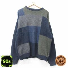 �Ò� ���� �Z�[�^�[ �����Y 90�N�� 90s ��D�� �R�b�g�� �N���[�l�b�N USA�� ���� �l�C�r�[ XL�T�C�Y ���� �j�b�g �g�b�v�X ���� �Ò�